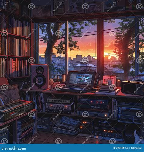 Lo Fi Music Style Album Cover Illustration In Retro Style Stock