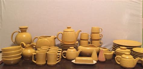 61 Piece Vintage Sunflower Yellow Frankoma Dinnerwareteacoffee