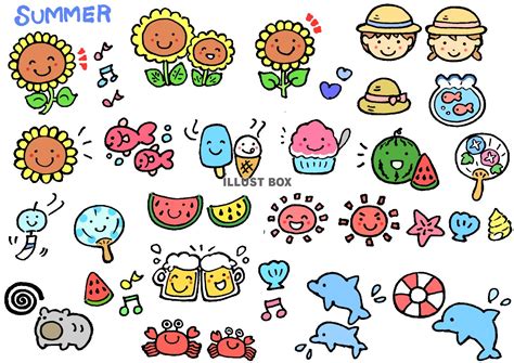 無料イラスト かわいい夏のイラストセット2