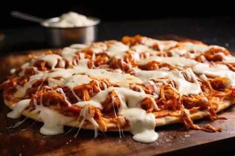 Premium AI Image Mozzarella Cheese Shreds Melting On Hot Pizza Crust