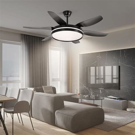 REDSTAR 52 Inch Matte Black Ceiling Fan With Light And Remote Flush