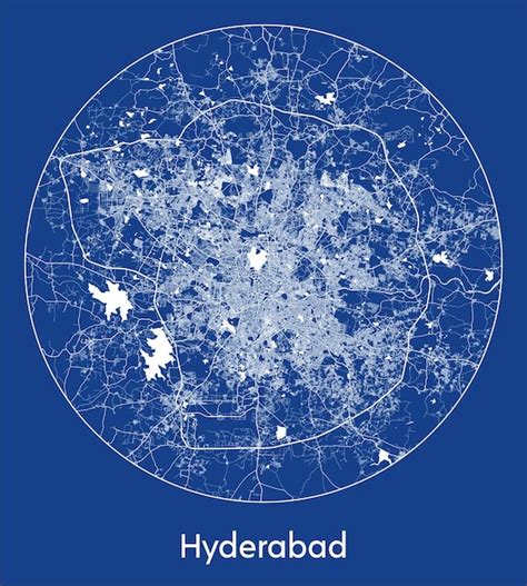 Premium Vector City Map Hyderabad India Asia Blue Print Round Circle