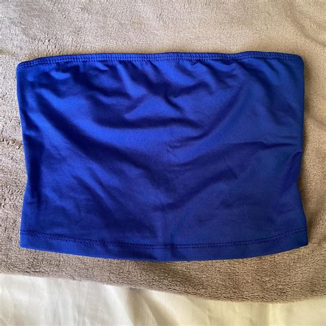 Shein Royal Blue Slinky Bandeau Crop Top Boob Depop