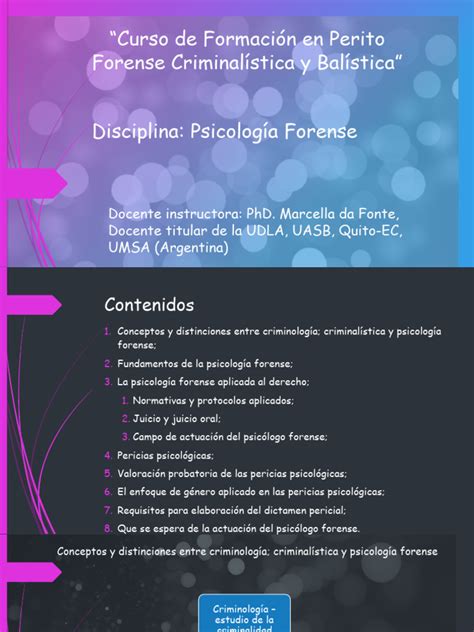 Curso Psicologia Forense 1 Pdf Ciencia Forense Testigo Experto