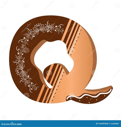 Letter Q Cookie Vector Alphabet With Ornaments Cute Letters