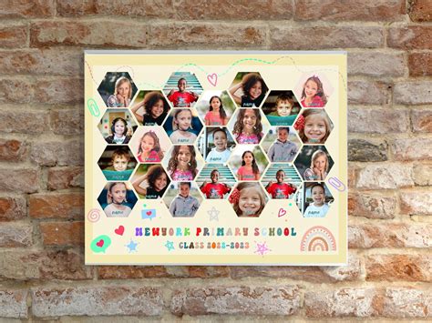 Editable School Class Photo Collage Template Personalize Photo Template