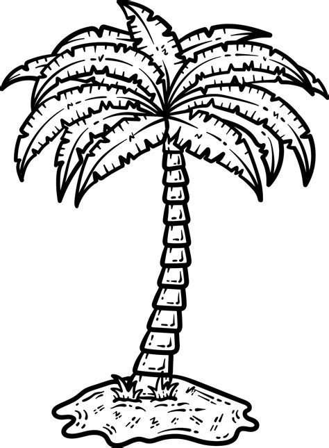 Summer Palm Tree Line Art Coloring Page For Adult Vector Art