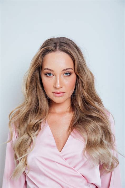 Portrait Of A Beautiful Blonde Woman In A Pink Dress Stock Image Image Of Glamour Hair 280216855