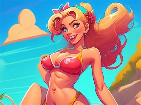 Chica De Dibujos Animados De Bikini Foto Premium