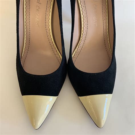 Jean Michel Cazabat Black Suede Pumps With Yellow Patent Leather Toe