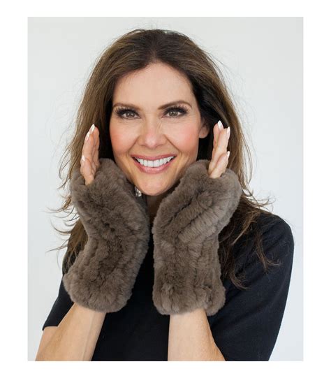 Becca Brown Rex Rabbit Knitted Fingerless Glove Furhatworld