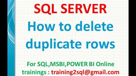 How To Delete Duplicate Rows In Sql Identify Duplicate Rows In Sql Server Youtube