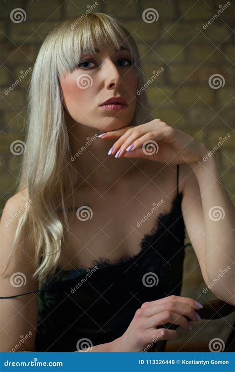 Superb Blonde With Tattoo And Naked Shoulders Stock Photo Image Of Face Girl 113326448