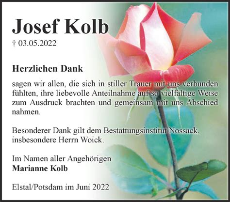 Traueranzeigen Von Josef Kolb M Rkische Onlinezeitung Trauerportal