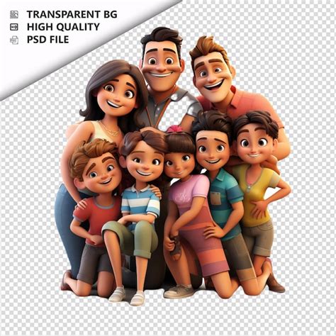 La Familia Latina Apretada En D De Estilo De Dibujos Animados Con Fondo Blanco Es Archivo Psd