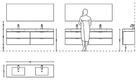 Lavabo Doble En Alzado Y Planta Dwg Descargar Bloques Autocad