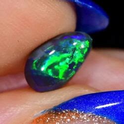 Metallic Green Fire Lightning Ridge Black Opal Teardrop 1 Ct