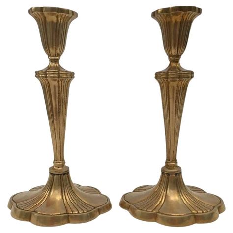 Pair Art Deco Brass And Onyx Candlesticks At 1stDibs