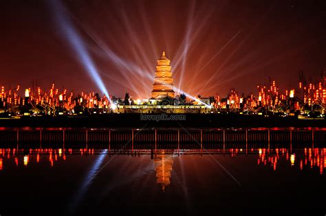 Night Scene Of Xian Big Wild Goose Pagoda Picture And Hd Photos Free