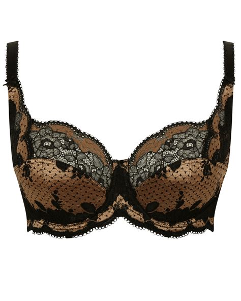 Clara Full Cup Bra Black Vintage Gold TKD Lingerie