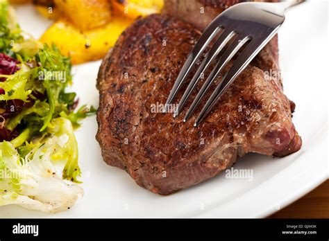 Fork Steak Beef Stock Photo Alamy