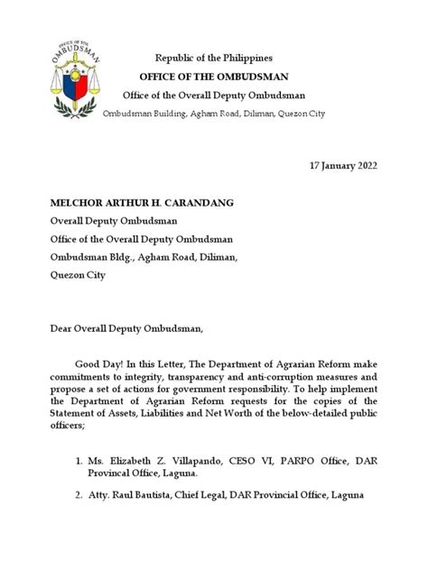 Ombudsman Letter Sample Pdf