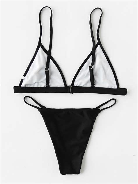 Adjustable Strap Triangle Top With Tanga Bikini Romwe