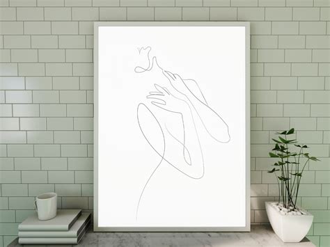 Minimal Women Nude Body Line Art Wall Decor Printable Female Line Drawing Modern Digital Poster