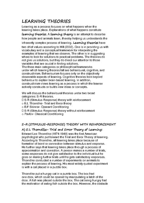 Theories Of Learning In Psychology 9
