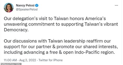 Nancy Pelosi Lands In Taiwan Amid Warning Us Will Pay The Price For