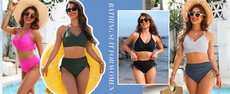 Amazon Blooming Jelly Womens High Waisted Bikini Sets Striped Two Piece Swimsuit Swim Suits