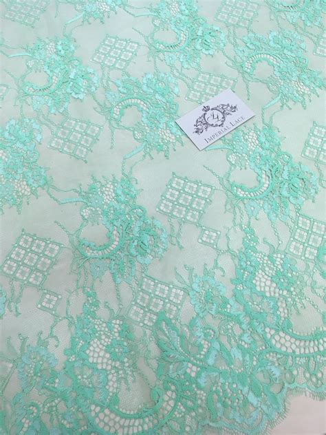 Green Chantilly lace Fabric - Chantilly lace - lace fabric from ...