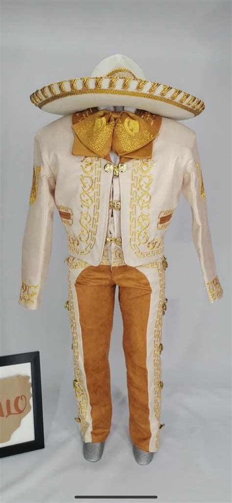 Charro Gamuza Outfit Traje Boy Mariachi Suit Beige Gold Color Etsy