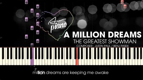 A Million Dreams Piano Lyrics Piano Tutorial Youtube