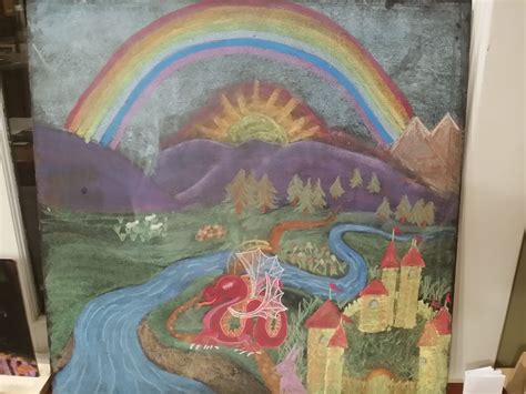 Waldorf Chalkboard Drawing Journey Rainbow Mountain River Castle