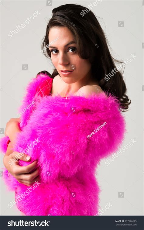 Pretty Slim Brunette Nude Pink Fur Stock Photo 137526125 Shutterstock