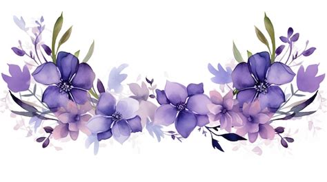 Premium Photo Water Color Violet Flowers Border