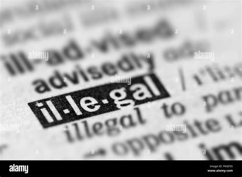 Illegal Definition Word Text in Dictionary Page Stock Photo - Alamy
