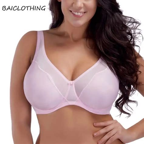 Baiclothing Drop Ship Womens Lace Sheer Unlined Underwire Full Coverage Non Padded Minimizer Bra