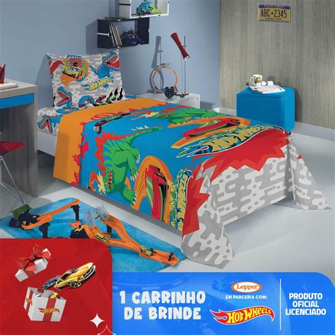 Kit Infantil Edredom Jogo De Cama Pe As Hot Wheels Em Promo O Ofertas Na Americanas
