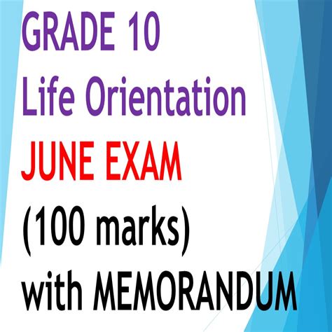 Grade Life Orientation June Exam Memorandum Teacha