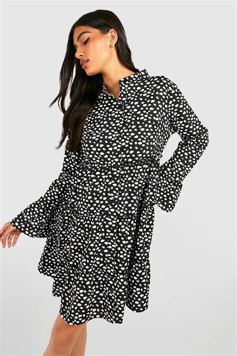 Maternity Polka Dot Smock Shirt Dress Boohoo Uk