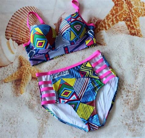 Plus Size Bikini Women Push Up Padded High Waist Bikini Set Swimwear Plus Minus Co