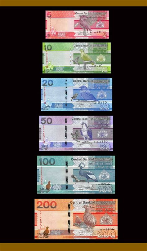 African Coins And Banknotes Gambia Complete Set Of Banknotes 2019