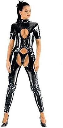 GGTBOUTIQUE Top Totty Latex Women Sexy PVC Faux Leather Erotic Lingerie L UK 10 Black ShopStyle