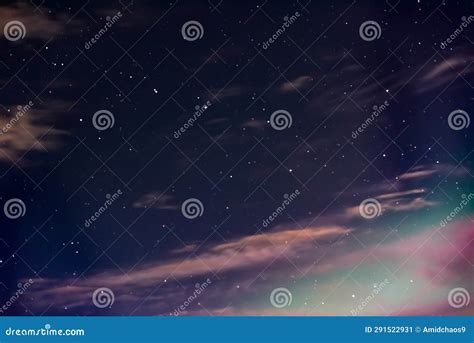 Night Sky with Big Dipper Constellation and Aurora Borealis with Clouds in Autumn Stock Image ...