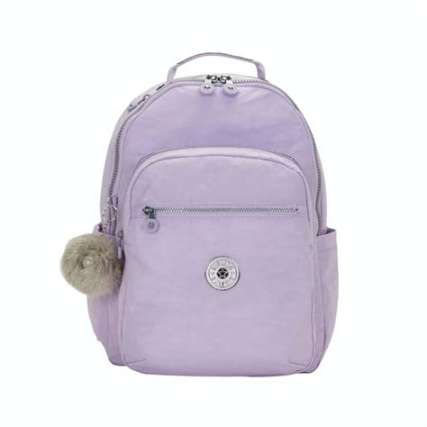 Mochilas Femininas Da Kipling - Mochila Escolar Feminina Kipling Seoul Bridal Lavender Lilás com Pompom