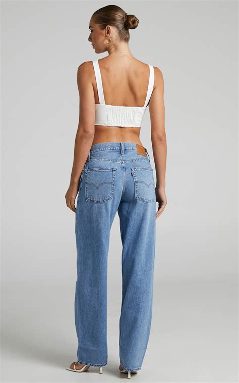 Levi's - Baggy Dad Jeans in Medium Indigo Destructed | Showpo USA