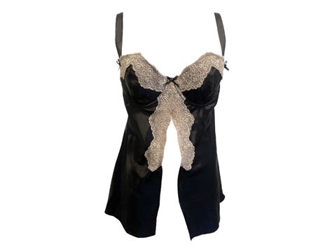 Black Bustier Camisole Lingerie Top Y K Floral Lace Satin Black White Romantic Boho Vintage