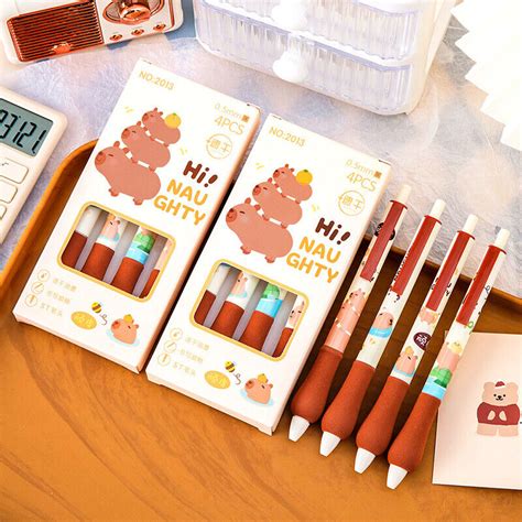 Pcs Kawaii Capybara Pen Cartoon Quick Drying Pressing Gel Pen